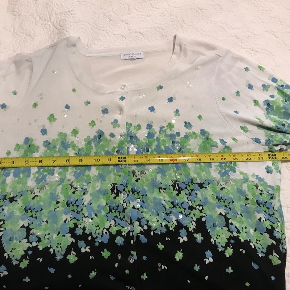 Charter Club 3/4 sleeve floral cardigan with sequins (tag missing-feels like 2X) - Picture 13 of 15